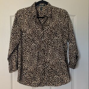 Ralph Lauren Animal Print Cotton Button Down Shirt